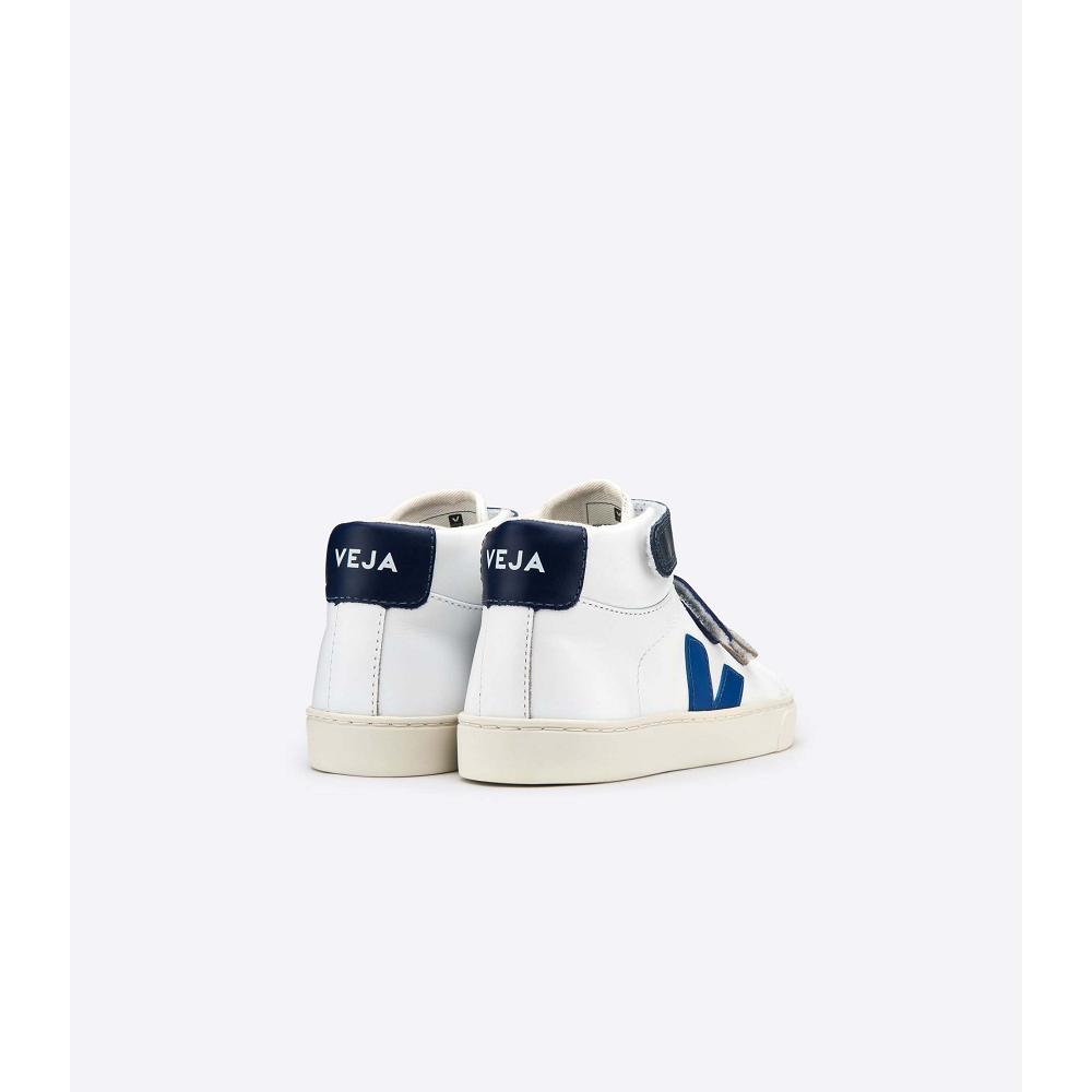 Veja ESPLAR MID LEATHER Vysoke Detske White/Blue | SK 683YXF